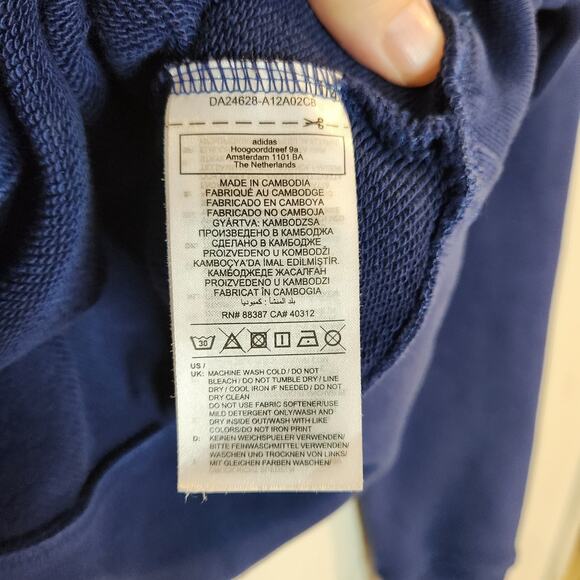 Adidas College Graphic Womens XS Oversized Sweatshirt Blue Yellow Crewneck - Picture 4 of 4